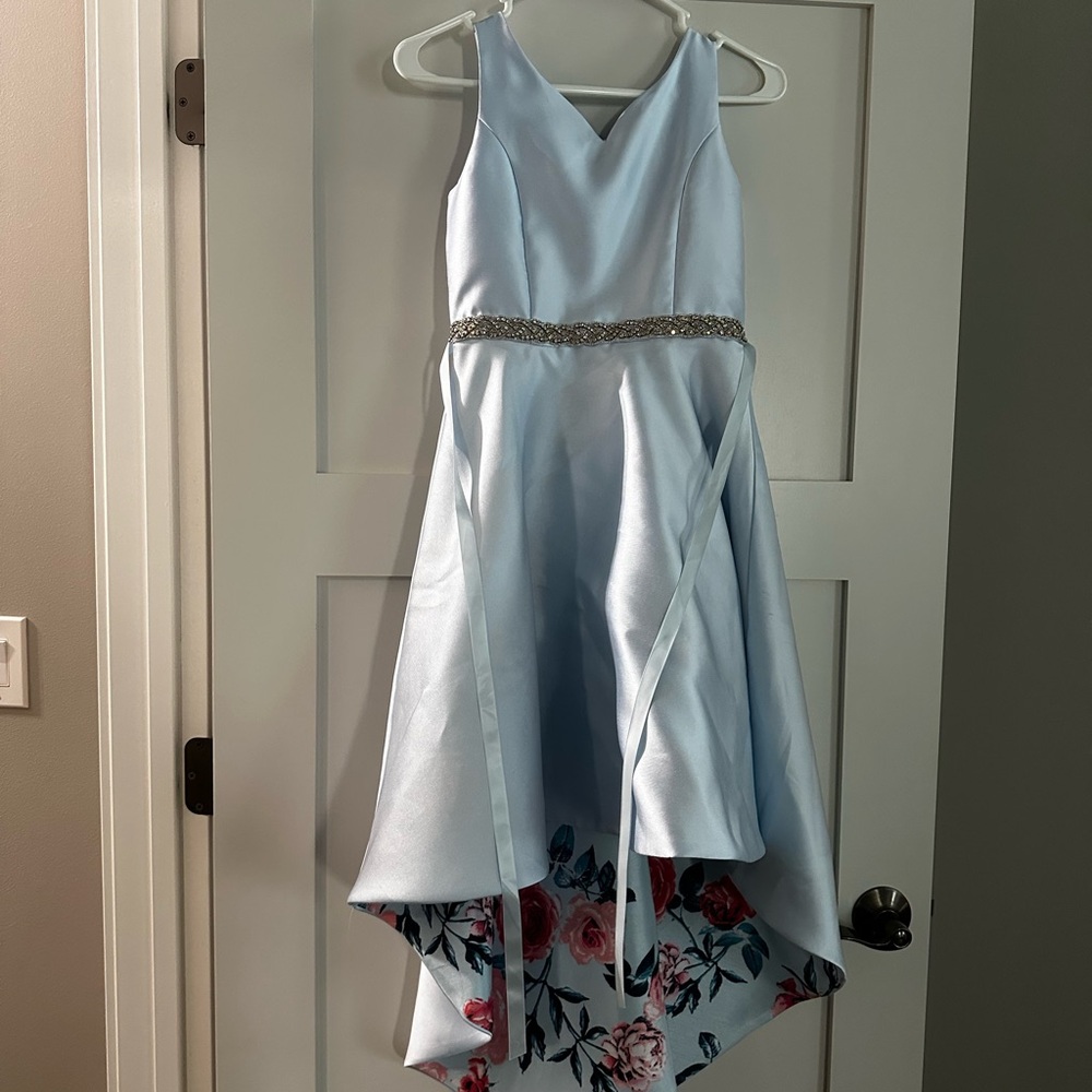 Elegant Blue Floral Kids Dress